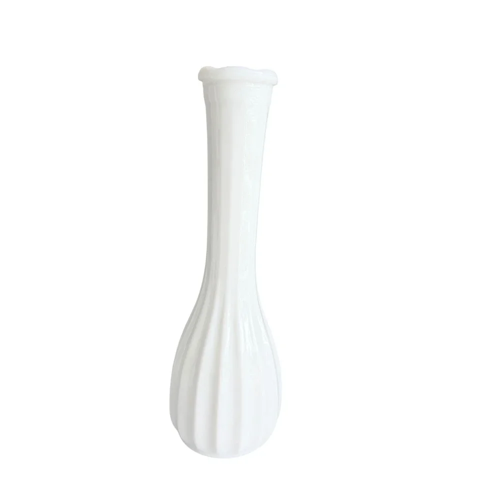 Hoosier Glass Milk Glass Bud Vase Set of 3 White 9 Inch Excellent Vintage MCM